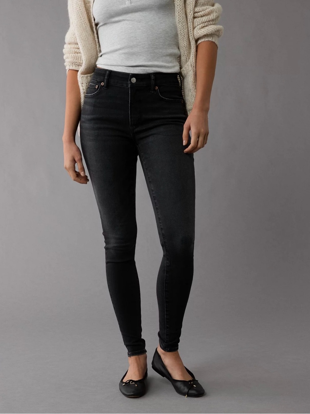 American Eagle Outfitters Black High-Rise Skinny Jeans - Women's